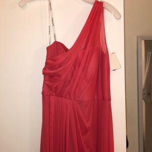 One shoulder maxi bridesmaid dress